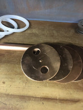 Load image into Gallery viewer, Copper Wide Mouth Mason Jar Thumper Lid, Seal & SS Ring With 1/2” Diameter Holes For 1/2" Tube